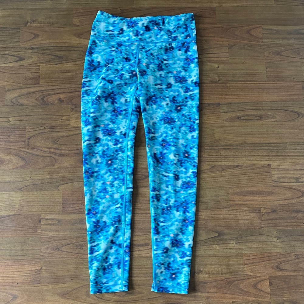 Athleta Blue Patterned High Rise Chit Chat tight legging